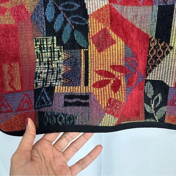 Coldwater Creek Full Zipper Red Black Green Abstract Leaf Print Jacket sz XS - Picture 11 of 11